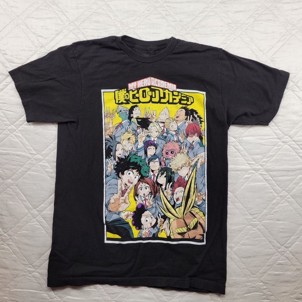 My Hero Academia Selfie Group black T shirt size M